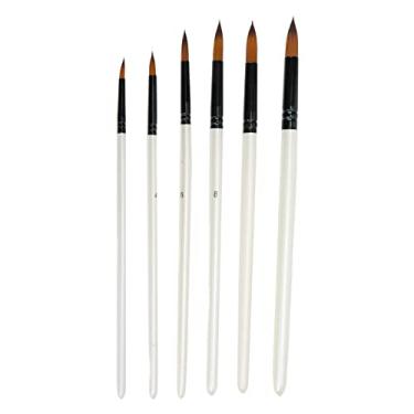 Imagem de 6Pcs Canetas Pincel Aquarela,Conjunto de Pinc¨¦is 6 Tamanhos Feitos ¨¤ M?o Cerdas Macias Duas Cores Nylon Branco Conjunto Pincel para Tinta a ¨®leo para Acr¨ªlico, ¨®leo, Aquarela e Guache(Pointed),