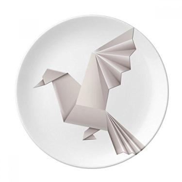 Imagem de Origami prato geométrico abstrato padrão pombo decorativo de porcelana salver talheres, prato de jantar