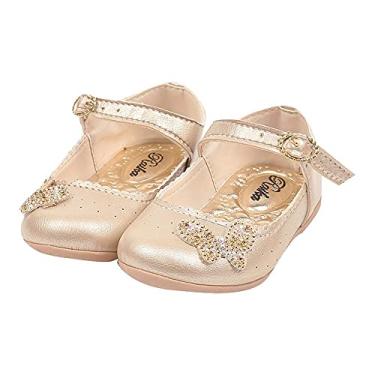 Imagem de Sapatilha Boneca Infantil Menina Borboleta Strass Dourada