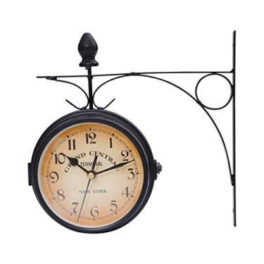 Imagem de BESPORTBLE Relógio de parede de dois lados estilo europeu criativo clássico monocromático (preto)