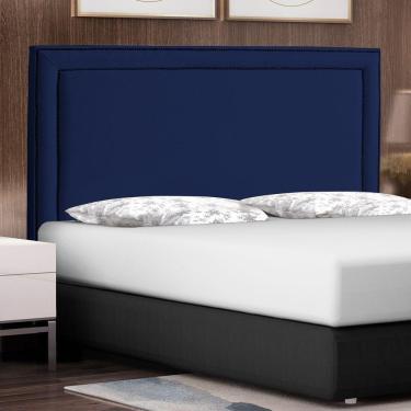 Imagem de Cabeceira Cama Box Casal Queen Size Maísa 160cm Com Frame Veludo Azul Escuro - Abmaza