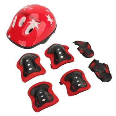 Imagem de Conjunto de Capacete de Bicicleta Infantil, Forro Macio, Equipamento de Proteção para Capacete de Bicicleta Infantil, Proteção Total para Patinação para Crianças (Vermelho)