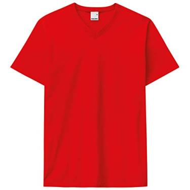 Imagem de Camiseta Malwee Tradicional Manga Curta Decote V Masculino, Vermelho, XGG