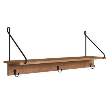 Imagem de Prateleira Com 03 Ganchos 90cm 27894 Vermont Preto Fosco