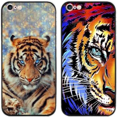Imagem de 2 peças Cool Tiger King impresso TPU gel silicone capa traseira para Apple iPhone (iPhone 7 / iPhone 8)