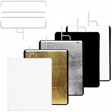 Imagem de Selens Conjunto de refletor de painel de bandeira de metal com ouro, prata, preto, branco macio pano e difusor, Refltor de luz de painel para fotografia de retrato, filmagem, 24x30"/60x75 cm