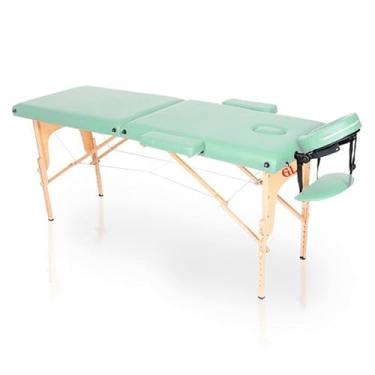 Imagem de Maca Portátil e Dobrável marca Goldlife Top 350Kg Com Capa Transporte (Verde Claro)