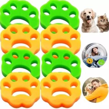 Imagem de Kit 10 Removedor de Pelos Pet Reutilizável para Máquina de Lavar e Secar – Tira Pelos de Gato e Cachorro – Formato Patinha Lavável em TPR Premium – Para Roupas, Sofá, Cama, Tapete, Casaco e Carro