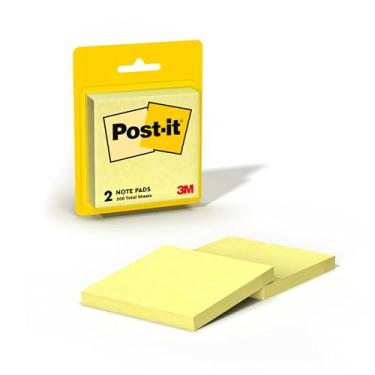Imagem de Post-it Notes, 7,6 x 7,6 cm, 2 blocos, amarelo canário, remoção limpa, reciclável