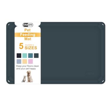 Imagem de Gimilife Tapete de ração para animais de estimação, tapete de silicone para alimentação e água, à prova d'água com lábios altos, tapete de tigela para animais de estimação para bebedores bagunçados
