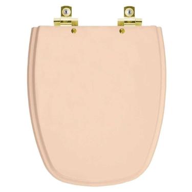 Imagem de Assento Sanitário com Amortecedor Monte Carlo Rosa Floral para vaso Deca com Ferragem Dourada