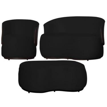 Imagem de Kit 1 Poltrona 1 Namoradeira e 1 Puff Grande Suede Estilo Orgânico Bea