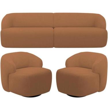 Imagem de Sofá 4 Lugares Curvo Orgânico com 02 Poltronas Para Sala Living 280cm 