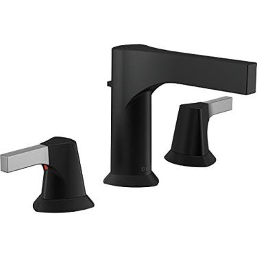 Imagem de Delta Faucet 3574-CSMPU-DST, torneira de lavatório com dois cabos cromado/preto fosco Zura
