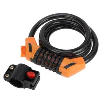 Imagem de Hihaha Cadeado de bicicleta/cadeado de bicicleta trava espiral para mountain bike / 5 dígitos reinicializável cabo de bicicleta aço ABS PVC 120 cm / 1 conjunto preto laranja