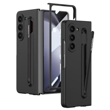 Imagem de Clatoxi Capa para Samsung Galaxy Z Fold 5 com suporte para S Pen & S Pen e protetor de tela integrado, à prova de choque, anti-impressão digital, capa fina para Z Fold 5 (preto + caneta preta)