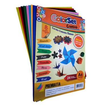 Imagem de Papel Criativo Color Set A4 100g 8 Cores 24 Folhas Premiatta Papelaria