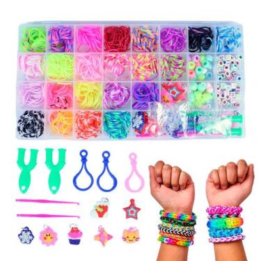 Imagem de Kit Pulseira Fábrica Elásticos Loom Band Miçangas 1564 pçs - Belinda T