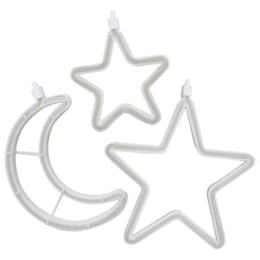 Imagem de Pisca Varal Cortina Leds Amarela Estrelas Luas Natal De 2,5m