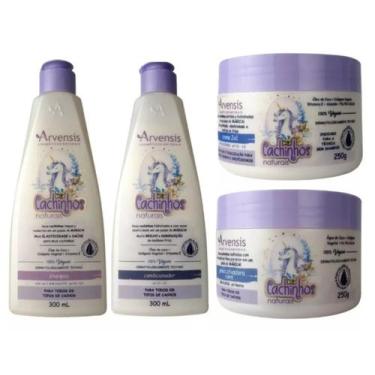 Imagem de Kit Arvensis Cachinhos Shampoo Condicionador Mascara 2x1 Geleia Forte