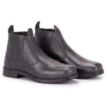 Imagem de Botina Masculina Bordada Cano Curto Calce Fácil Elástico Lateral - AMA