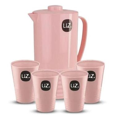 Imagem de Jarra De Suco 1,8L + 4 Copos 300ML Plástico Resistente  - UZ, Rosa