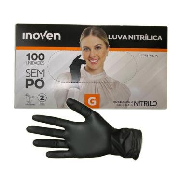Imagem de Luva Nitrílica Preta Sem pó Inoven Tamanho G