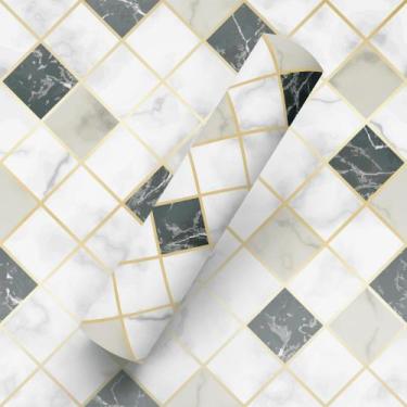 Imagem de Papel de Parede Adesivo Estilo Mármore Ladrilhos - BAZAR DOS QUADROS, 