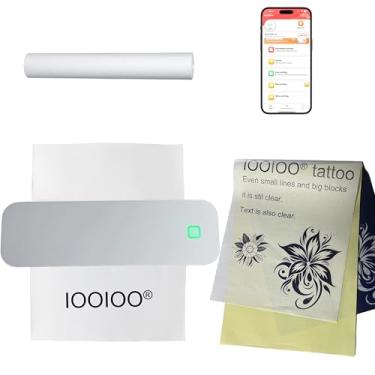 Imagem de IOOIOO Impressora Térmica Portátil, Sem Tinta, Bluetooth, Monocromático, A4, 4 Páginas por Minuto, 170.000 Páginas de Vida Útil, Inclui 5 Estênceis de Tatuagem e Papel Térmico A4