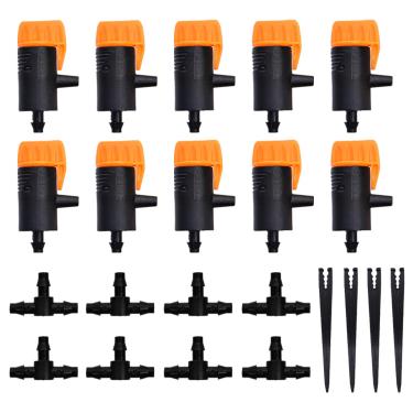 Imagem de HOINCO Kit de irrigação de jardim, micro gotejamento ajustável, suporte de mangueira para mangueira de irrigação 4/7, conector de mangueira de farpa de 4/7 mm