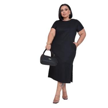 Imagem de Vestido Plus Size Basico Elegante Confortavel Liso Feminino 2730 - Sho