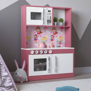 Imagem de Armário Cozinha Infantil Lux Branco Rosa