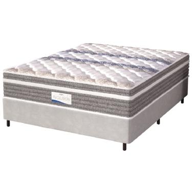 Imagem de Cama Box Casal Queen Colchão Molas Ensacadas Com Pillow Evolution Probel 158x198x70cm Suede Cinza