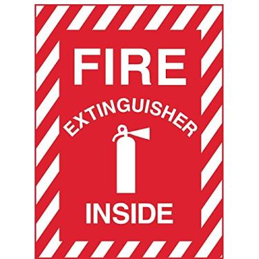 Imagem de Zing Green Products 2890 Placa de segurança de plástico reciclado "extintor de incêndio dentro", branco sobre vermelho, 35,5 cm de comprimento, 25,4 cm de largura