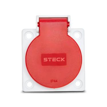 Imagem de Tomada De Embutir 2p+t 10a 250v Com Tampa Vermelha Steck, VERMELHO