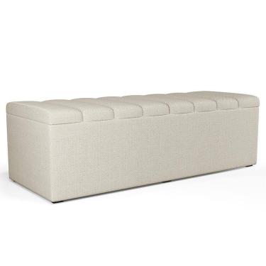 Imagem de Calçadeira Recamier Baú Para Cama De Casal King Dália 195x50 Cm W01 Linho Champagne - Lyam