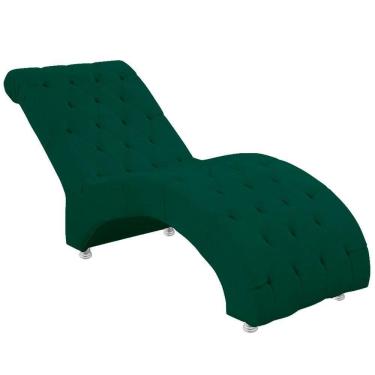 Imagem de Espreguiçadeira Recamier Divã Para Sala E Clínica Veludo Cor Verde Esmeralda