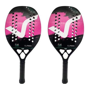Imagem de Kit Com 2 Raquetes De Beach Tennis Classic Full Carbon Vg Plus Rosa