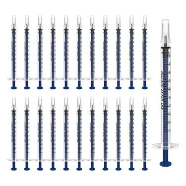Imagem de Omawrf Seringa De Plástico Estéril 1 Ml, Pacote Com 50 Unidades, Embalagem Individual Tampa, Medição Para Laboratórios Científicos, Líquidos, Alimentação Animais Estimação, Aplicador Óleo Ou Cola (1