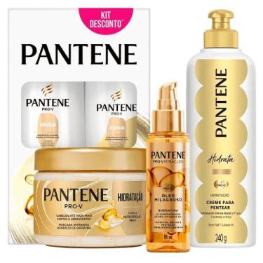 Imagem de Kit Pantene Hidratação Shampoo + Condicionador + Creme De Pentear + Má