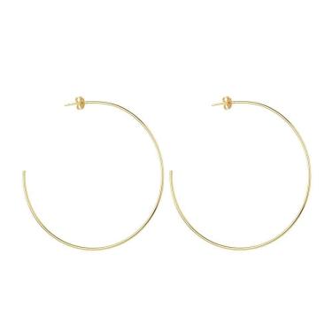 Imagem de Brinco Dourado De Argola Fina Lisa Grande