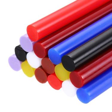 Imagem de uxcell 16 bastões de pistola de cola quente tamanho completo 10 cm x 11 x 100 mm, preto, branco, vermelho brilhante, marrom, roxo, amarelo, vinho, azul precioso