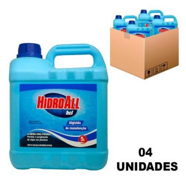 Imagem de Kit 4 Algicida Manutenção Hcl 5L para Piscinas Hidroall
