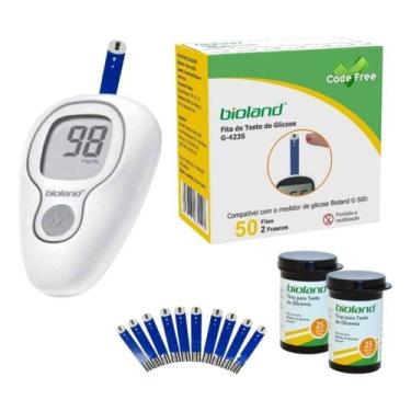 Imagem de Bioland medidor diabetes com 50 Fitas Glicemia Medir Glicose