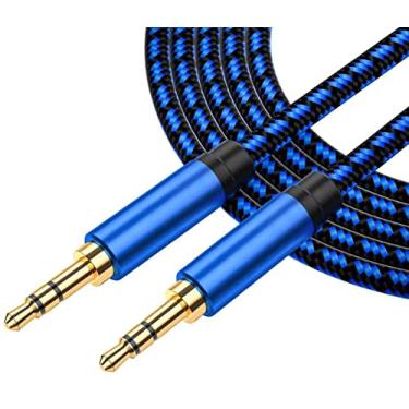 Imagem de Cabo AUX, NC XQIN 3,5 mm cabo auxiliar de áudio nylon trançado cabo auxiliar 3,5 mm macho para macho cabo auxiliar estéreo compatível com estéreo de carro/casa, alto-falante, iPhone iPod iPad, fones de ouvido, Echo Dot, Beats etc., 3ft