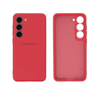 Imagem de Capa de Silicone Aveludada para Samsung Galaxy S23 Fe, Proteção Contra Impacto, Acabamento Minimalista, Vermelha