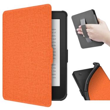 Imagem de ERUNTO Capa para Kobo Clara 2E de 6 polegadas (lançado em 2022)/Tolino Shine4, capa de TPU com textura de pano e cinto de mão na parte de trás, capa magnética com função inteligente de