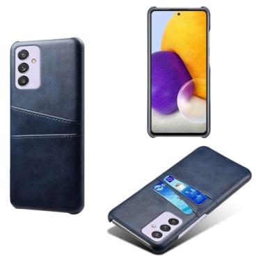 Imagem de Capas Compatível com Samsung Galaxy Quantum 2,Caso de couro PU-Tampa de telefone a prova de choque com 2 slots de cartão,Proteção anti-impressão digital e anti-gota-Blue