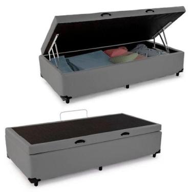 Imagem de Cama Box Baú Solteiro Sintético Serene Cinza 88x188x44 - SerenePrime
