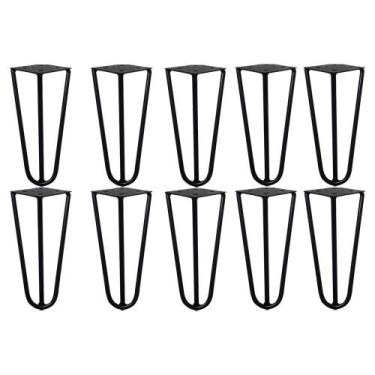Imagem de Kit 10 Pés de Metal 15 CM Hairpin Legs Mesas de Centro Puffs Preto G41